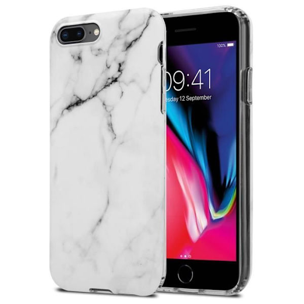 Coque - CADORABO - iPhone 7/7S/8 PLUS - Marmor Vit Grå - Skyddssilikon TPU - Trendig Design Vit grå