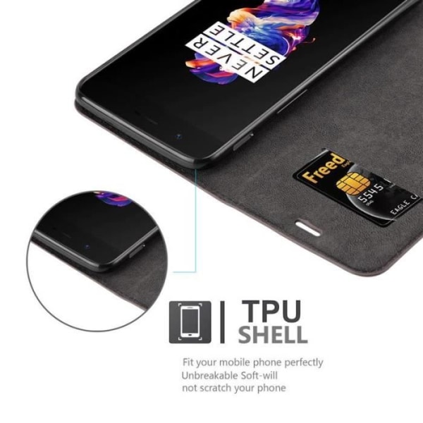 OnePlus 5-fodral i KAFFEBRUNT från Cadorabo (INVISIBLE MAGNETIC CLASP Design) Fullt skyddsfodral med flipskydd