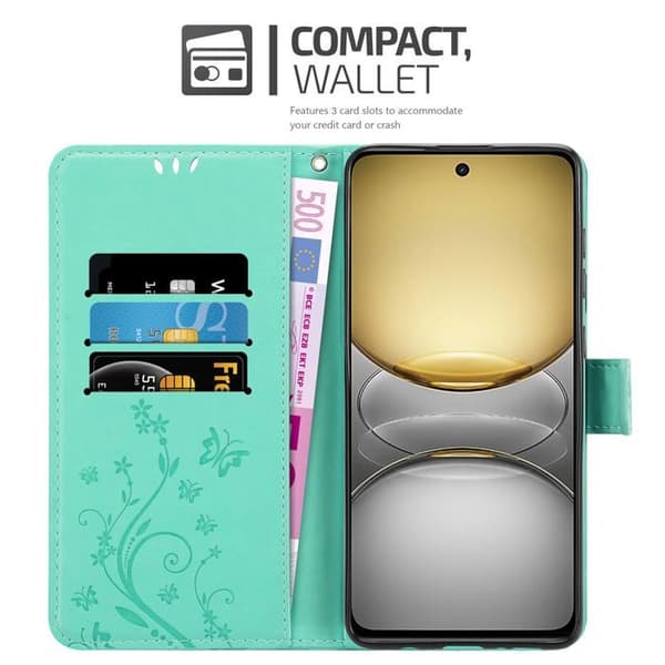 Fodral med lock för Realme C75 Etui i TURKOS BLOMMÖNSTER Skydd Design Blommig Plånbok Blå