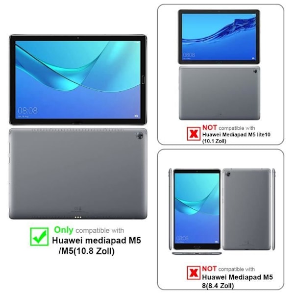 Fodral för surfplatta - CADORABO - MediaPad M5 / M5 PRO - Syntetiskt läder - Svart Sureau - 360° skydd NOIR SUREAU