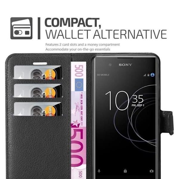 Coque - CADORABO - Sony Xperia XA1 PLUS - Similskinn - Ställfunktion - Magnetstängning Svart