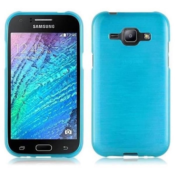 Samsung Galaxy J1 2015 (5) fodral i TURQUOISE från Cadorabo (BORSTAD METALL design) Ultramjukt silikongel TPU-fodral Turkos