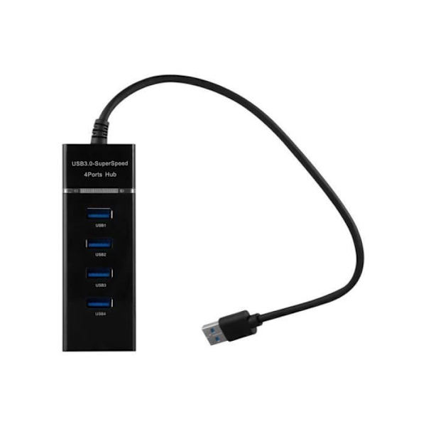4 USB 3.0-portar multi-interface Plug & Play USB 3.0-port USB-C laddningsport bärbara datorer i SVART Cadorabo