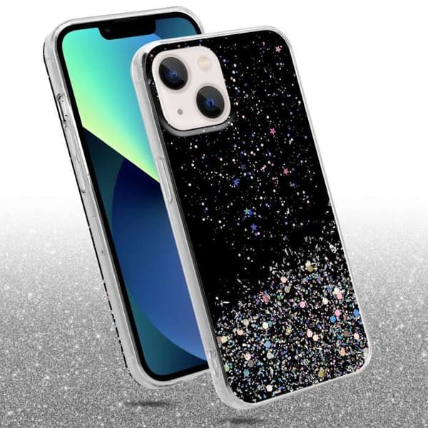 iPhone 14 Skal Svart med Glitter Skydd Glittrande Design Svart