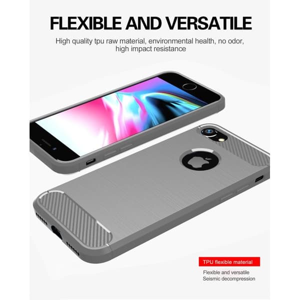 Skal för iPhone 7 / 7S / 8 BORSTAD GRÅ Kolfiberdesign Grå