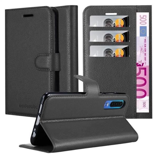 Coque - CADORABO - Huawei P30 - Svart - Mjuk - Bokstöd funktion Svart