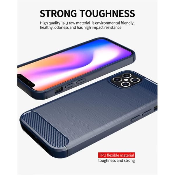 Skal för iPhone 12 / 12 PRO BORSTAD BLÅ Kolfiberdesign Blå