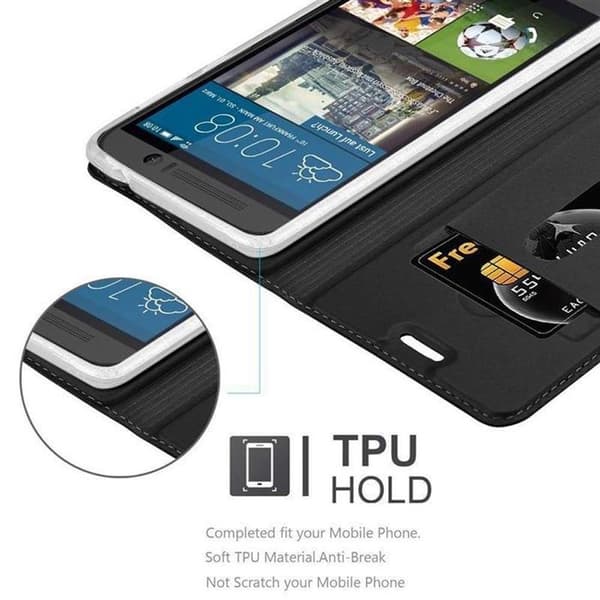 Flipfodral för HTC ONE M9, CLASSY BLACK, Stötsäkert Plånbok Svart