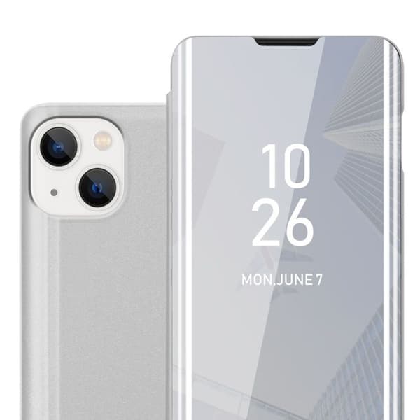 iPhone 14 PLUS-fodral i SILVER AGAT-skydd med spegel Grå