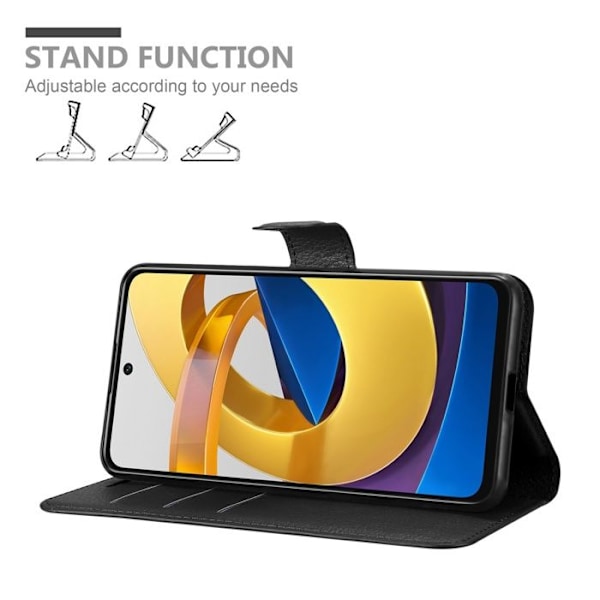 Coque för Xiaomi POCO M4 PRO 5G Fodral i SVART DE JAIS Etui Skydd med magnetisk stängning Plånbok Svart