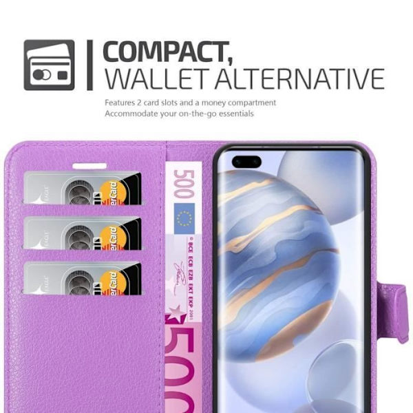 Coque - CADORABO - Honor 30 Pro - Similicuir - Ställfunktion - 3 Fack för Kort Lila