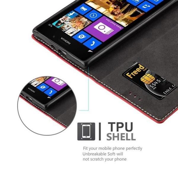 Plånboksfodral - CADORABO - Nokia Lumia 925 - Röd konstläder - Magnetisk stängning - 360° flip Röd