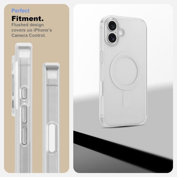 Skal för iPhone 16 PLUS TRANSPARENT Stötsäker MagSafe-kompatibel Skydd Vit