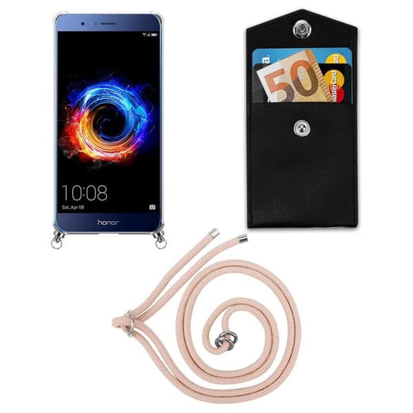 Fodral för Honor 8 PRO med axelrem i ROSÉ PERLÉ med justerbar snodd Ros
