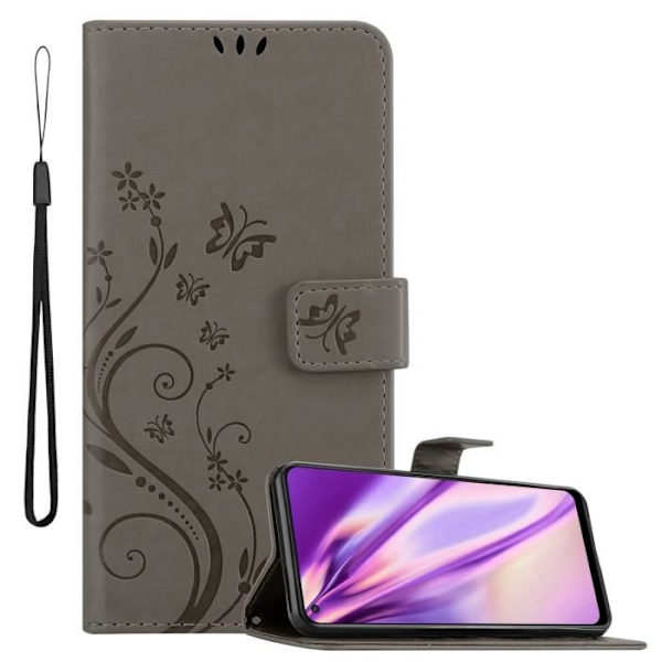 Coque för Oppo A94 5G - CADORABO - Grå Blommig - Syntetläder - Ställfunktion - Kortfack Blommig grå