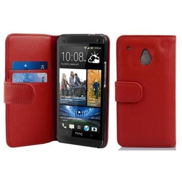 Plånboksfodral - CADORABO - HTC ONE M4 MINI - Syntetiskt läder - Heltäckande skydd - 360° lock Röd
