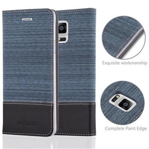 Samsung Galaxy NOTE 4 fodral - CADORABO - Mörkblå, Svart - Läderimitation - Stativstöd, Kortplats Mörkblå, svart