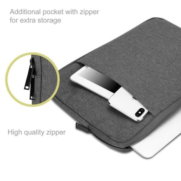 Skyddsväska i tyg med sammetfoder för laptop och surfplatta 13,3 tum i MÖRKGREY.