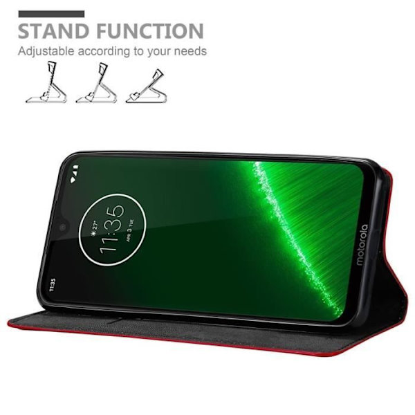 Coque - CADORABO - MOTO G7 / G7 PLUS - Röd äpple - Magnetisk stängning - Ställfunktion Äppelrött