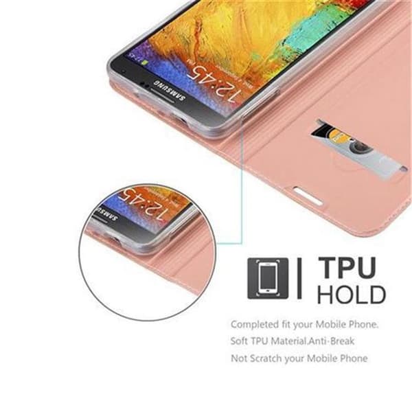 Fodral med lock för Samsung Galaxy NOTE 3 Plånbok i KLASSISK GULD ROSÉ Stötsäker Ros