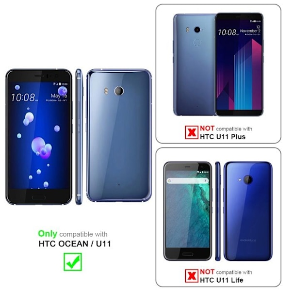 Coque för HTC OCEAN / U11 Fodral i SVART NATT Etui Case Cover Skydd Plånbok Wallet Svart