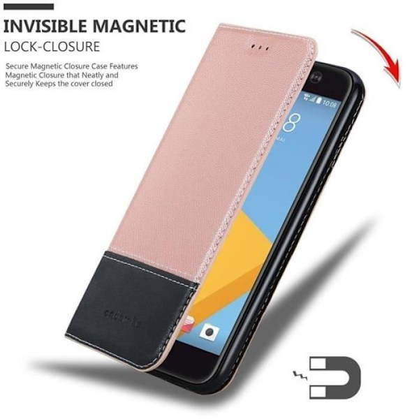 Plånboksfodral - CADORABO - HTC 10 (One M10) - Konstläder - Svart - Osynlig magnetisk stängning Svart