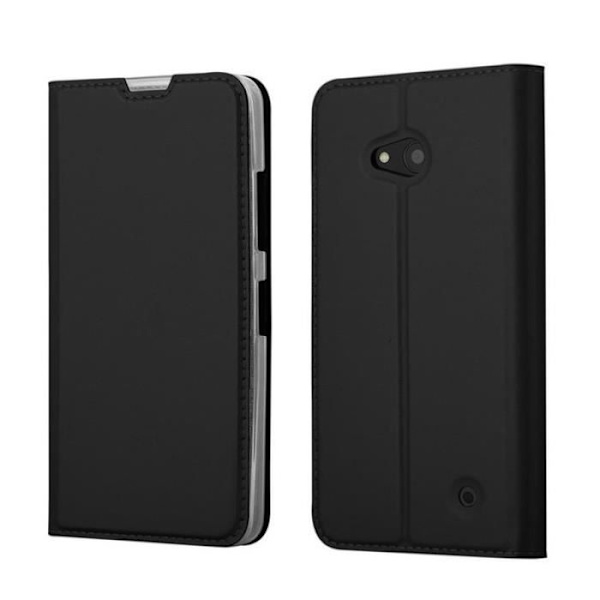 Nokia Lumia 640 Fodral i CLASSY BLACK från Cadorabo (MATTE METALLIC Design) Fullt skyddsfodral med flipskydd och stativ