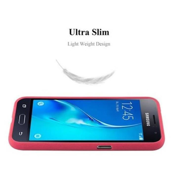 Fodral Samsung Galaxy J1 2016 FROST RÖD Cadorabo FROST TPU Silikonskydd Fodral Skydd Ultra Slim Fin Bumper
