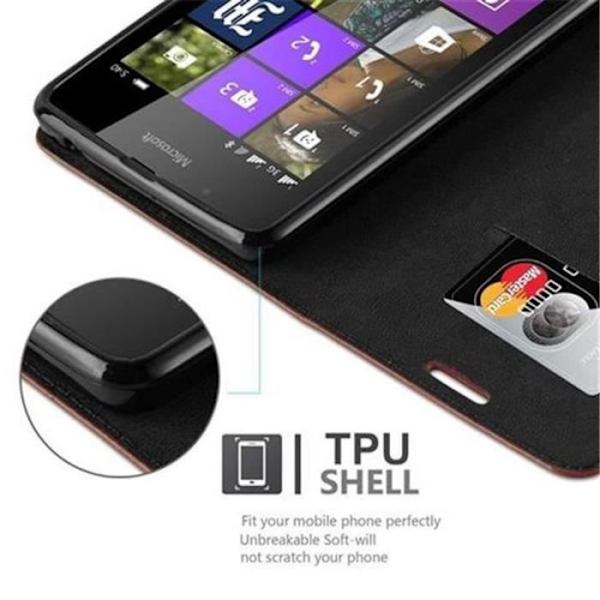 Nokia Lumia 540 Fodral i MEDIUM BRUN från Cadorabo (INVISIBLE MAGNETIC CLOSURE Design) Helt skyddande fodral med flip flik