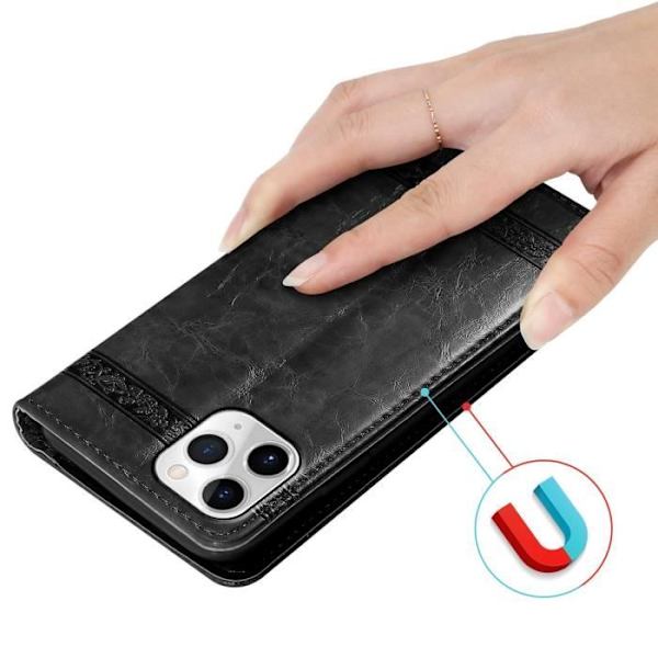 Telefontui - CADORABO - iPhone 11 PRO - Svart - Syntetiskt läder - Magnetisk stängning SVART