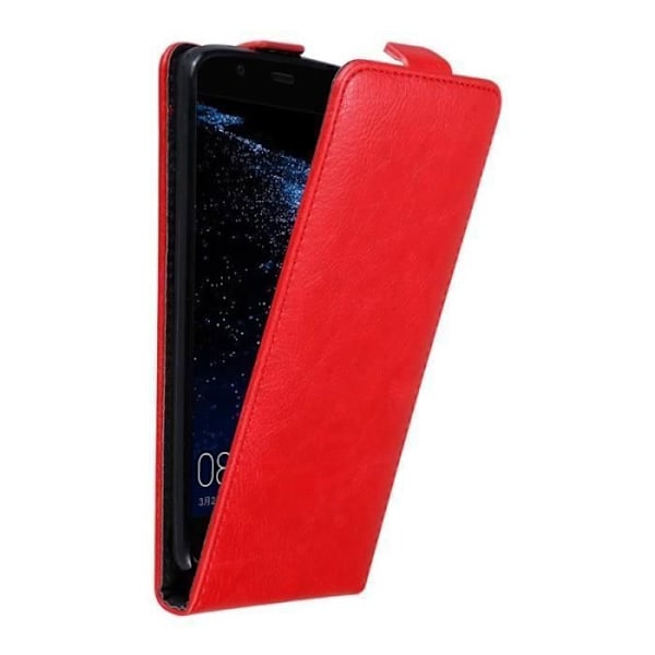 Flipfodral - CADORABO - Huawei P10 PLUS - Röd konstläder - Magnetisk stängning - Fullständigt skydd Röd