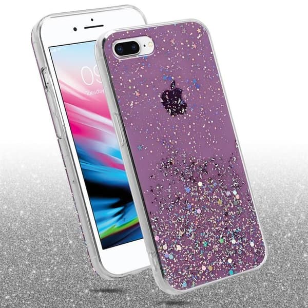 iPhone 7 PLUS / 7S PLUS / 8 PLUS skal Lila med Glitter Skydd Design Glittrande Violett