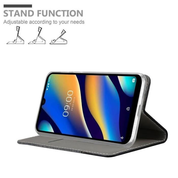 Plånboksfodral - CADORABO - WIKO VIEW 3 LITE - Läderimitation - Horisontellt stativ - Kortfack Svart