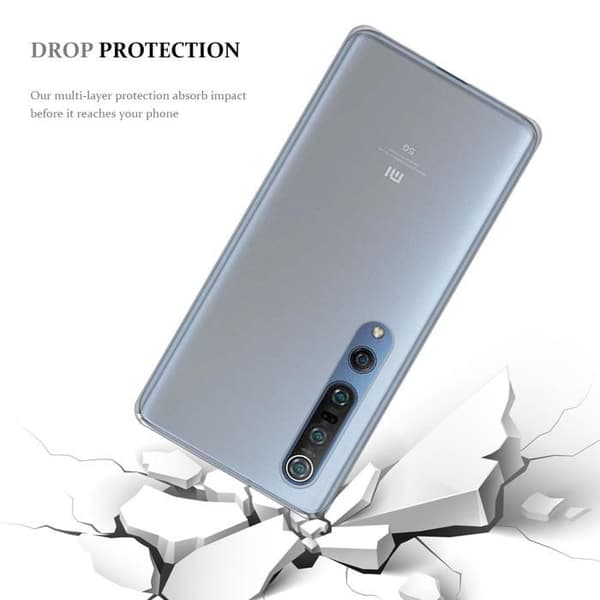 Transparent stötsäker silikonfodral för Xiaomi Mi 10 / Mi 10 PRO Vit