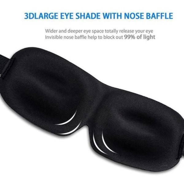 Intirilife Sleep Mask i SVART – Ögonlapp för att sova i ergonomisk form unisex ögonmask