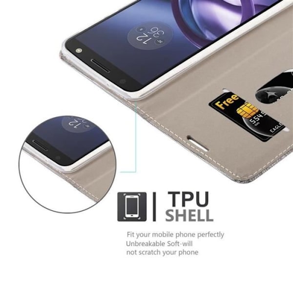 Lenovo (Motorola) MOTO Z Fodral i LJUSGRÅBRUNT från Cadorabo (TYG-LÄDERDESIGN) Helt skyddsfodral med flipflik