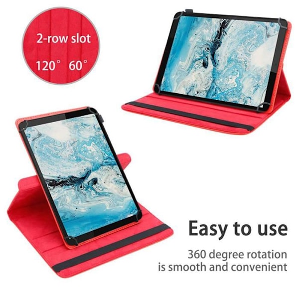 Coque för Lenovo Tab M8 (8 tum) Etui i RÖD Housse Case Cover Skydd 360 grader konstläder Plånbok Wallet Röd