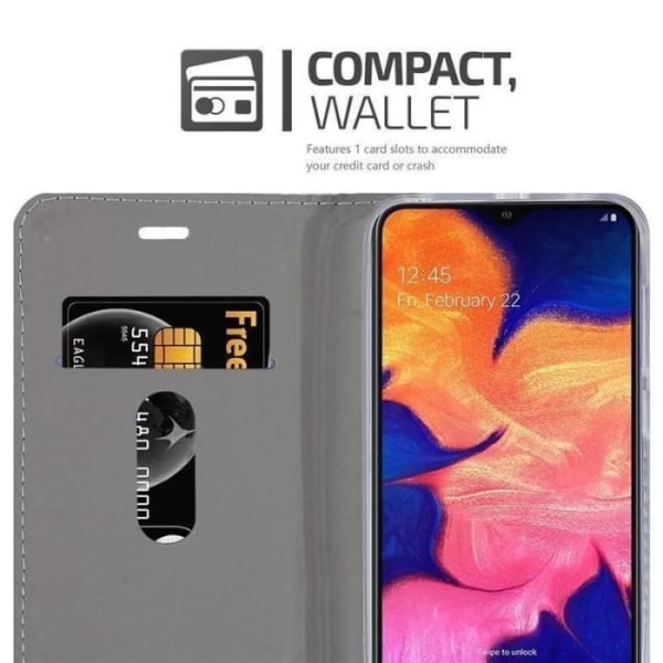 Coque - CADORABO - Samsung Galaxy A10 - Similicuir - Design Jeans - Magnetisk Stängning Grå