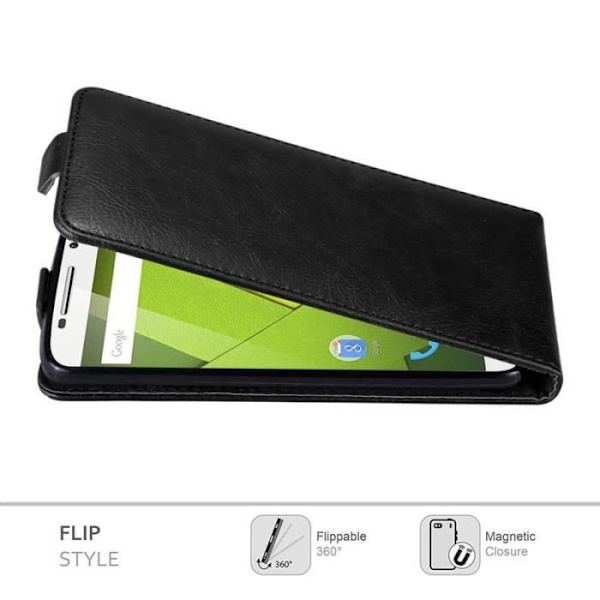 Coque - CADORABO - MOTO X PLAY - Syntetisk läder - Magnetisk stängning - Komplett skydd Svart