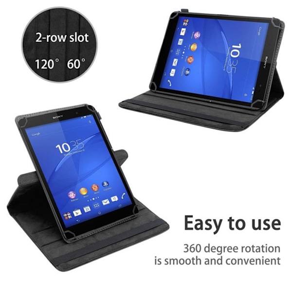 "Fodral för Sony Xperia Tablet Z3 COMPACT (8 tum) Etui i SVART Hölje Skydd 360 grader konstläder Plånbok" Svart
