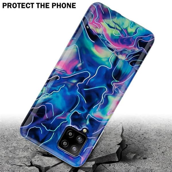 Skyddsfodral för Samsung Galaxy A42 4G i Blå Rosa Marmor Nr. 17 Blå