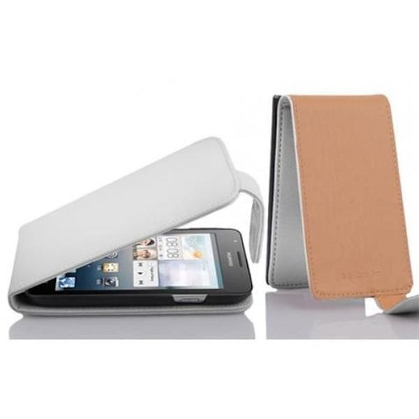 Cadorabo Fodral Huawei ASCEND G525 / G520 DESIGN FLIP Stil Fodral Fodral Fodral konstläder Struktur VIT ALBASTER