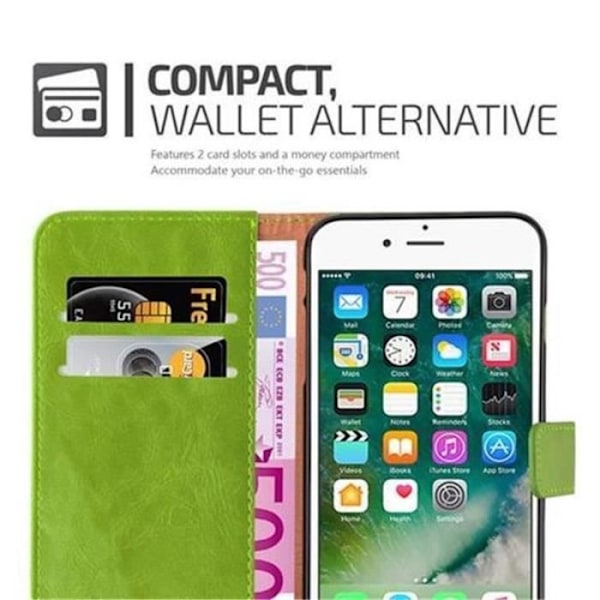 Cadorabo Coque Apple iPhone 8 PLUS / 7 PLUS / 7S PLUS GRÖN PRÉ LYX Hölster Etui Fodral Magnetiskt ställ stöd för kortplats