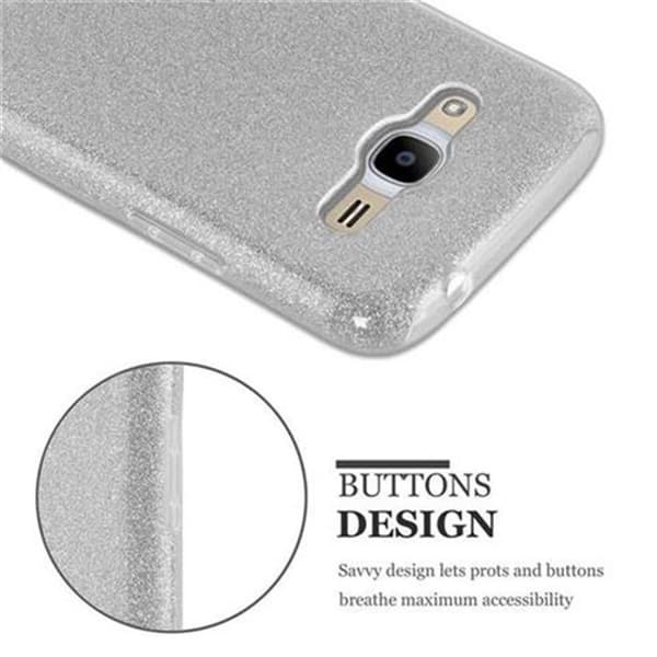 Skydd för Samsung Galaxy J2 2016 STJÄRNSTÖV SILVER Glittrande Pärlor Grå