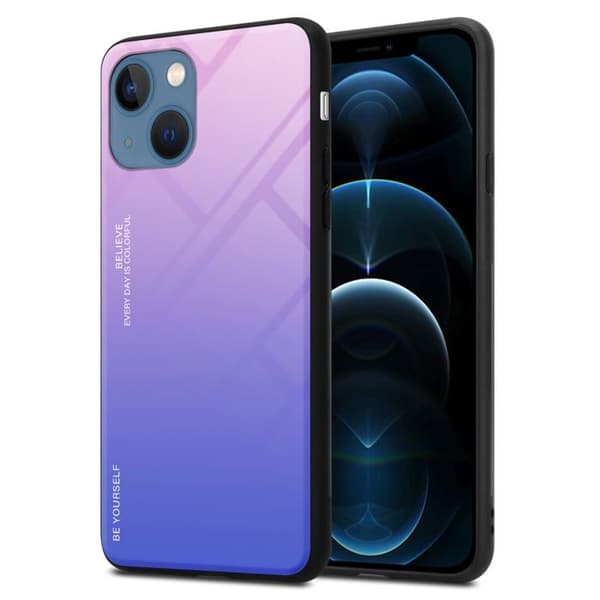iPhone 13 MINI Fodral i ROSA - BLÅ Stötsäker Bicolor Design Svart