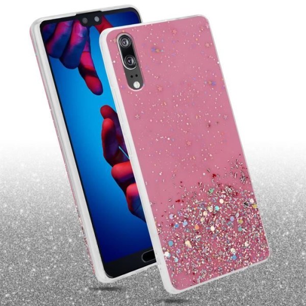 Fodral för Huawei P20 Fodral i rosa med glitterfodral Skyddande silikon TPU Glitter paljetter