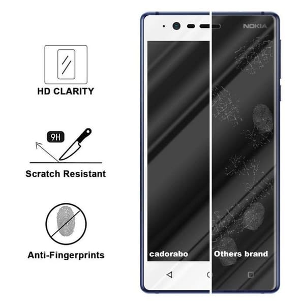 Helt härdat skärmskydd för Nokia 3.1 Vit