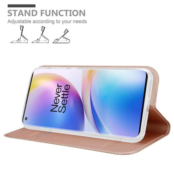 Flip-fodral för OnePlus 8 PRO Etui i CLASSY GULD ROSÉ Plånbok Stötsäker Ros