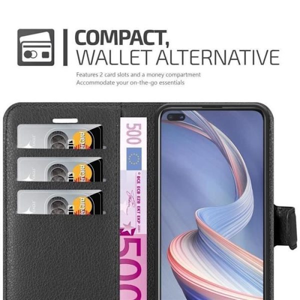Coque - CADORABO - Oppo A92s - Similicuir - Svart - Ställfunktion Svart