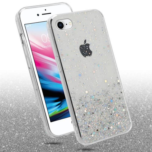 Coque - CADORABO - iPhone 7/7S/8/SE 2020 - Transparent med Glitter - Ultra tunn - Skydd i silikon TPU Genomskinlig med glitter